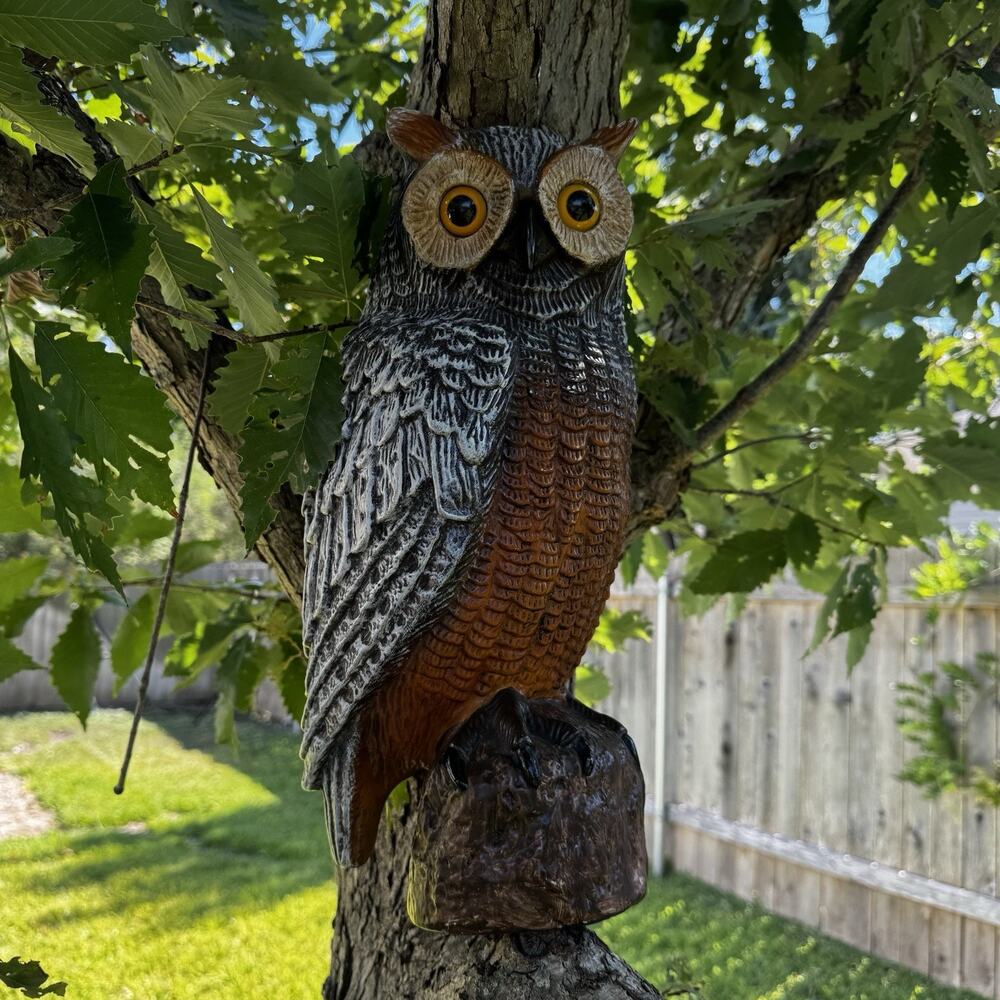 Owl Plastic Large Statue Decoy Garden Decor Halloween World Market VTG Damage